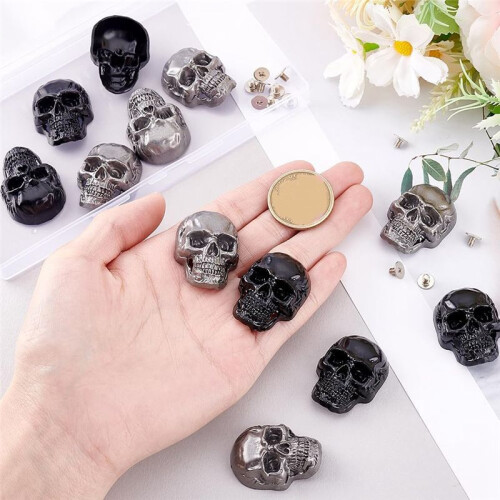 12Pcs Skull Studs for Leather, Skull Screw Back Rivets, Punk Skull  Stud Rivet, Metal Skull Decorative Buckle Studs 2