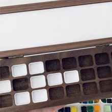 1 Caixa Retangular de Madeira de Nogueira Preta para Pintura com Paletas de Meia-Panela para Aquarela, Subpacote para Armazenamento de Materiais de