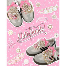 87 Pcs Junk Socks Charms Kit, Brooches and Pins for Women,Shoe Charms with Bows,Sneakers DIY Kit with Rhinestones Chains