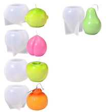 5Pcs Fruit Candle Molds Set, 3D , Pear, Orange, Lemon & Peach Silicone Molds for Candle Making DIY Candle Soap