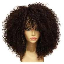 16 Pollici per Parrucche di Capelli Ricci Afro Crespi con Frangia Morbida Fibra Sintetica Soffice Nessuna Parrucca di Pizzo per Cosplay di Feste(A)