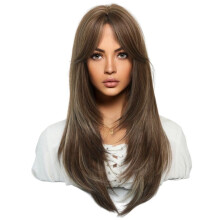 64cm European and American Simulation Wig Female Long Hair Center Parted Full Set Long Hair Female Set Wig,G