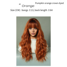 Pumpkin Orange  Dyed 64cm Wig Female Long Curly Hair  Wave Curly Hair Whole  Full Set Natural Wig