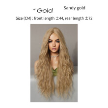 Sand Gold 72cm Wig Female Long Curly Hair Center Parted Wig Bangs Water Ripple Chemical Fiber Wig