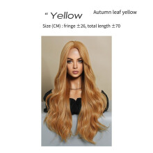 Autumn Leaf Yellow 70CM Wig Long Curly Hair Medium Parted No Bangs Covered Chemical Fiber Simulation Wig