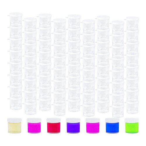 100-Pack  Plastic Paint Cups with Lids Paint Container Jars Clear Paint Storage Jars 0.5 Oz (25 Ml)