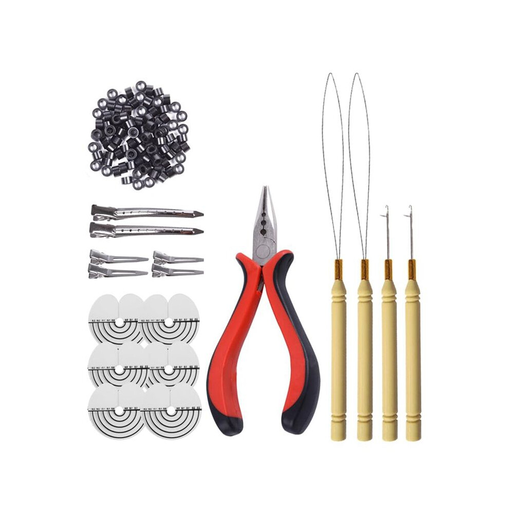 Unisex Wig Hair Extension Tool Pliers Crochet Silicone Buckle Hair Extension Pliers Ring Tool Set Hair Extension Tool