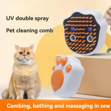 Kamm für Haustiere, UV-Dampfbürste, Massagereinigung, 3-in-1-Funktion, Doppelspray, Elektrischer Katzenkrallen-Reinigungskamm