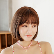 Pruik Bob Bobo-Pruik met voor Dames, Natuurlijk Ogende Korte Bob-Pruik, Korte Rechte Pruik voor Dagelijkse Korea-Versies 30 cm