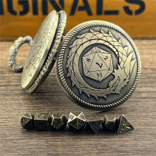 Pocket Watch and Metal Multi-Sided Dice Set Board Game Cool Table Dice Pocket Watch Without Dial