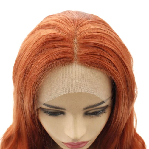 Peruca Dianteira de Renda de 24 Polegadas, Cabelo Humano Liso e Crespo, com Sensação de Cabelo Sintético, Peruca de Rolo Ondulado Longo Natural 2