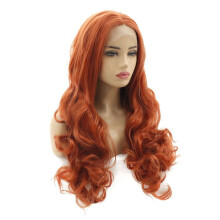 24 Inches Lace Front Wig Kinky Straight-Human Hair Feeling Synthetic Wig Natural Long Wavy Roll Wig