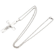 Jewelry Stainless Steel Jesus Crucifix Bible Prayer Pendant with 70cm Necklace, Necklace for Men, Silver