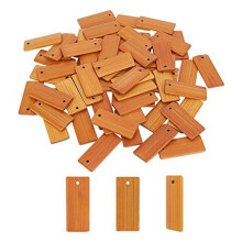 60PCS Wooden Tags Key Blanks Rectangle Engraving Blanks Natural Wood Key Tag for Keychain Wine Bottle
