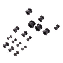 Stainless Steel Ear Tunnels Plugs Ear Stretchers Expanders 1.6-10mm Set of 16Pcs Black