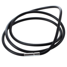 25.5 pollici 3MM gomma del collo cavo della collana con chiusura in acciaio inox - Nero