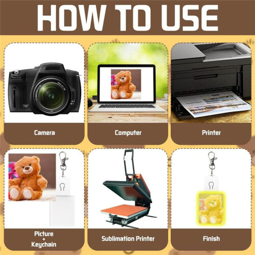 6 Pcs Sublimation Blank Keychains Heat Transfer Printing LED Acrylic KeyChains Lighted Keyrings Pendant, Rectangular 2