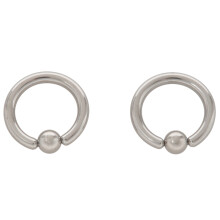 1 Pair Stainless Steel Captive Bead Ear Rings Hoop BCR Studs Piercing Jewelry Steel Color, 4g(5mm)X16mm