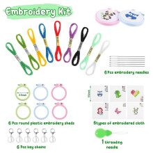 6-Teilige Gestempelte Kreuzstich-Sets für Kinder, Anfänger, DIY--Stickset, Nadelspitze, Anfänger-Sets, DIY-Ornamente, Basteln