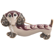 1 Pcs Cute Shiny Rhinestone Dachshund Dog Romantic Brooch Pin Fashion Jewelry Women Clothing Suit Brooches Gift White Red