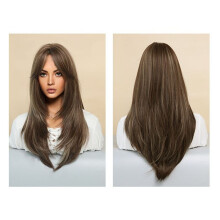 64cm European and American Simulation Wig Female Long Hair Center Parted Full  Set Long Hair Female Set  Wig,G
