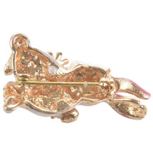 Rabbit Flower Wrench Enamel Brooches Women Men Alloy Rhinestone Animal Wedding Banquet Party Brooch