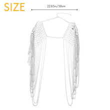 Vintage Punk Harness Bikini Body Link Epaulet Shoulder Chain Necklace Collar Dangling Tassel Silver