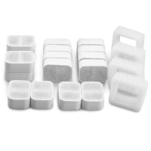 Ceramic Cat Fountain Replacement Filter, 16 Carbon Filters and 4 Foam Filters, Suitable for IPETTIE Tritone / Fiumi