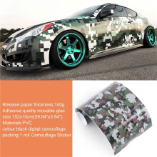 1 roll Camo Car Sticker Carbon Fiber Motorcycle PVC Vinyl Army Sticker CAMO Woodland Camouflage Sticker black digital camouflage 152x10cm