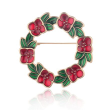 Enamel Wreath Christmas Brooch Pin for Women Elegant Exquisite Sweater Brooch Pin Red