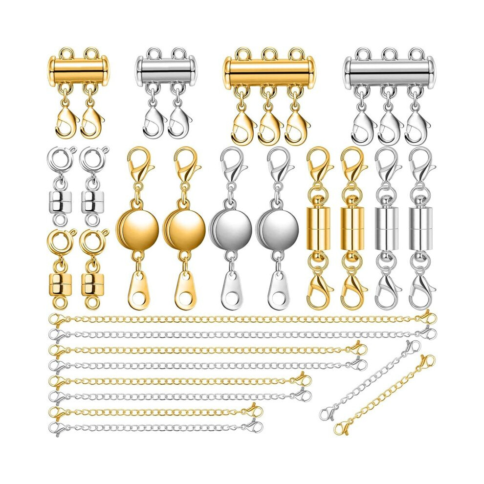 26Pc Necklace Extender And Magnetic Jewelry Clasp,Layering Clasps And Bracelet Extender Chain For Easier Wearing Jewelry 4712989255970