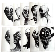 10-Pack Horrifying Sketch Stickers,Halloween Horror Stickers, Goth Spooky for Laptops Journals Water Bottles B