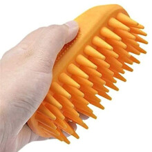 Pet Shampoo Brush for Long & Short Hair Medium Large Pets Dogs Cats, Anti-Skid Rubber Dog Pet Mouse Grooming Orange