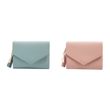 2 Pcs Short Wallet Ladies Wallet Tassel Buckle Coin Purse Card Holder Female Hand Bag PU Leather Ladies Wallet, 8 & 5