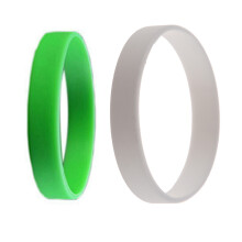 2x Fashion Silicone Rubber Elasticity Wristband Wrist Band Cuff Bracelet Bangle White & Green