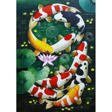 2 Set 5D Art Diamond Painting Full Diamond Stitch Kits Embroidery Home Decors,Koi & Boat