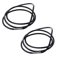 2pcs 25.5 Inch 3MM Rubber Neck Cord Necklace with Stainless Steel Closure - Black