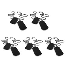 10 PCS Alloy Pendant Necklace Pendant Black Army Style Name Double Dog Tag Plate Biker Chain Necklace 27 Inch