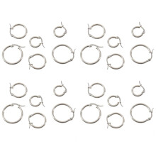 12 Pairs 15mm 20mm 25mm Stainless Steel Hoop Earrings Set Woman Silver COLOR