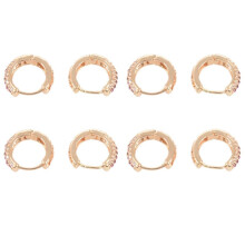8X Elegant CZ Stone Hoop Earrings for Women Gold Plated Piercing Jewelry -Gold