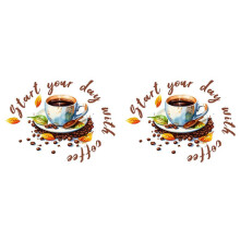 2X Koffiekopje Muurstickers Restaurant Achtergrond Decoratie Muurschildering voor Cafe Keuken Kamer Home Decor Zelfklevende Decals