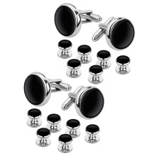 Cufflinks and Studs Set for Tuxedo Shirts Business Wedding 4 Cufflinks and 12 Studs