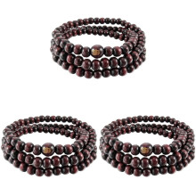 3pcs 6mm Wood Bangle Bracelet Tibetan Buddhist Sandal Necklace 108pcs Bead Buddhism Prayer , Woman Red