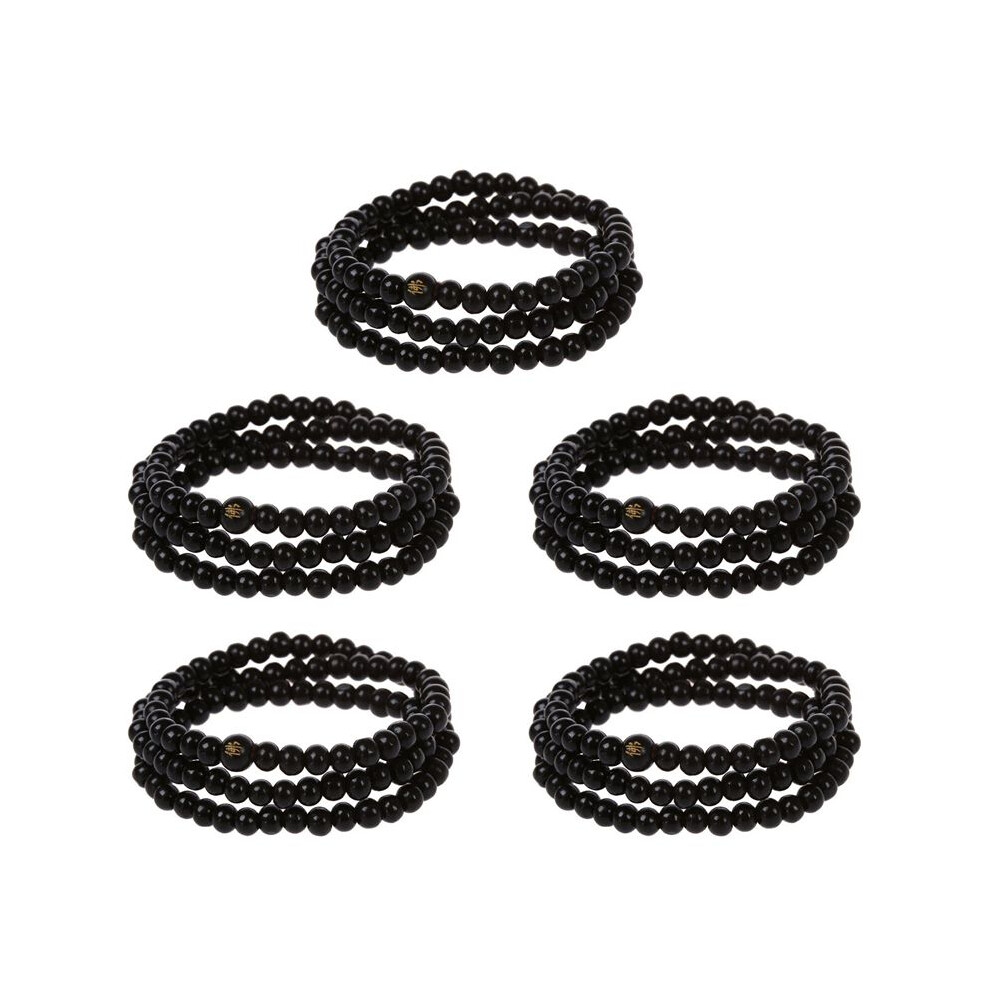 5X Buddhist Sandalwood Necklace Prayer Beads Mala Bracelet Buddha Tibet Black 6033626370879