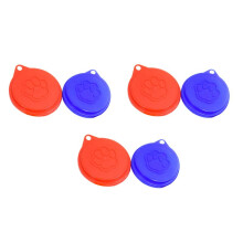 6 Pcs Reusable Pet Dog Can Tin Food Covers with Print Fresh Pet Cans Plastic Lid Caps-Random Color