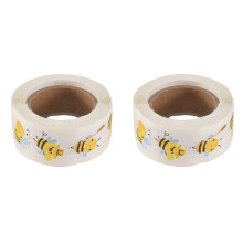 2X Bienen-Aufkleberrolle - 500 Stück Süße Bienen-Aufkleber für Den Kindergarten für Weihnachtsgeschenke, Bürobedarf und Bastelarbeiten