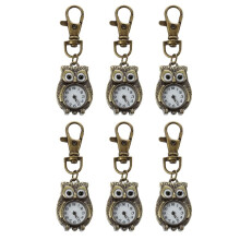 6X Keychain Clock Keyring Owl Shape 37X24Mm