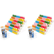 2X 6-Tier Acrylic Paint Storage Box, 24-Slot Paint Brush Holder for Storing 2 Oz Paint Bottles, Paint Tubes