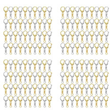 400 Piece D Hook Keychain Hardware with Jump Rings, Metal Split Key Ring Clips with Chain for Charm Making DIY