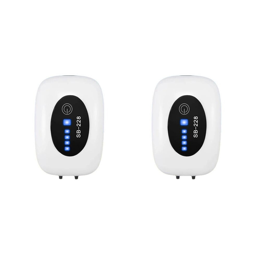 2X Aquarium Air Pump Usb Rechargeable Oxygen Pump Fish Tank Bubbler High Capacity 4800Mah Battery, Double Vent Hole 4714120325535
